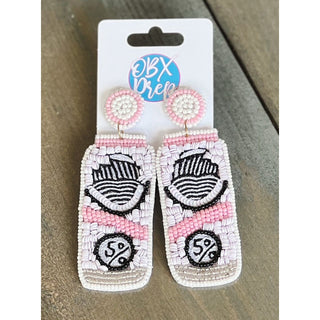 Hard Seltzer White Claw Seed Beaded Dangle Earrings