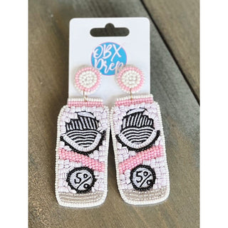 Hard Seltzer White Claw Seed Beaded Dangle Earrings