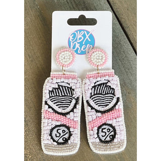 Hard Seltzer White Claw Seed Beaded Dangle Earrings