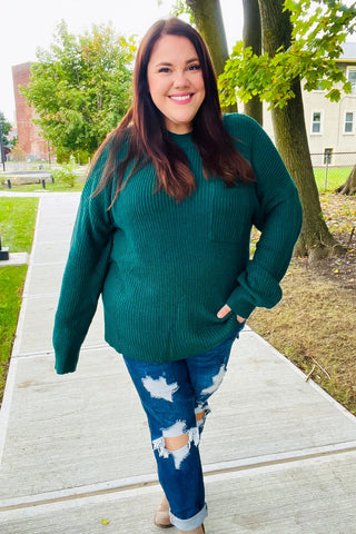 Classy Hunter Green Sweater (Curvy Size)