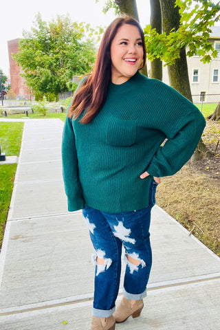 Classy Hunter Green Sweater (Curvy Size)