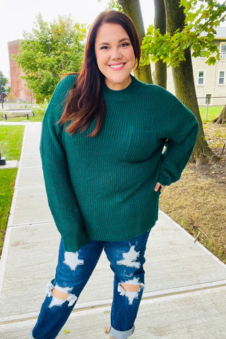 Classy Hunter Green Sweater (Curvy Size)
