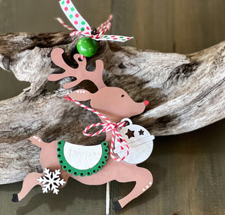 Personalized Hand Painted Reindeer Christmas Ornament