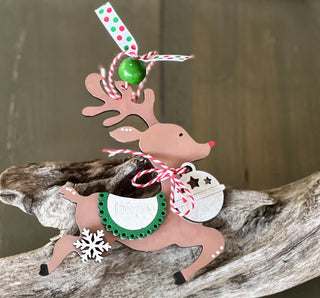 Personalized Hand Painted Reindeer Christmas Ornament