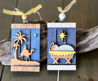 Wise Men Still Seek Him Hand Painted Pallet Gift Card Christmas Ornament