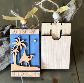 Wise Men Still Seek Him Hand Painted Pallet Gift Card Christmas Ornament