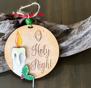Hand Painted Wood Christmas Ornament O Holy Night