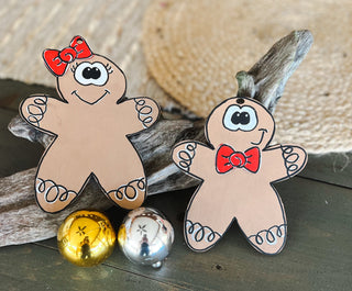 Hand-Painted Gingerbread Man and Girl Christmas Ornaments