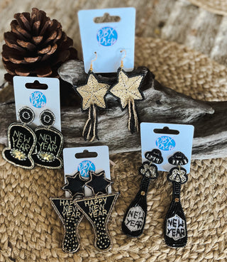Happy New Year Martini Glass Earrings