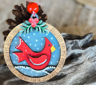 Cardinal Remembrance Hand-Painted Ornament