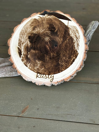 Personalized Photo Pet Engraving on Wood Slice