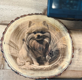 Personalized Engraved Wood Slice - Pet Breed and Name