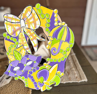 Hand-Painted Mardi Gras King Cake Door Hanger – Festive & Fun! ????