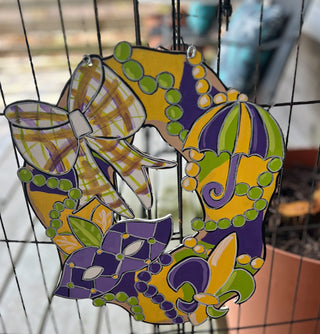 Hand-Painted Mardi Gras King Cake Door Hanger – Festive & Fun! ????