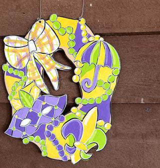 Hand-Painted Mardi Gras King Cake Door Hanger – Festive & Fun! ????