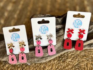 Handmade Coquette Bow & Heart Dangle Earrings – Romantic & Chic! ?❤️
