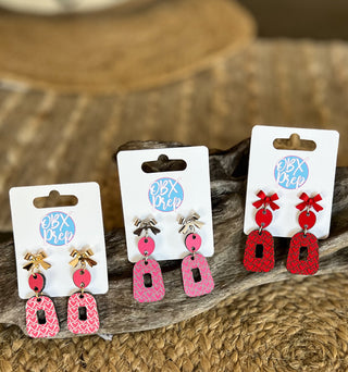 Handmade Coquette Bow & Heart Dangle Earrings – Romantic & Chic! ?❤️