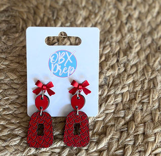 Handmade Coquette Bow & Heart Dangle Earrings – Romantic & Chic! ?❤️