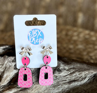 Handmade Coquette Bow & Heart Dangle Earrings – Romantic & Chic! ?❤️