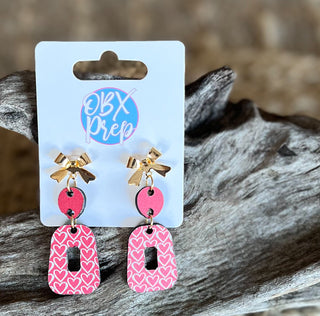 Handmade Coquette Bow & Heart Dangle Earrings – Romantic & Chic! ?❤️