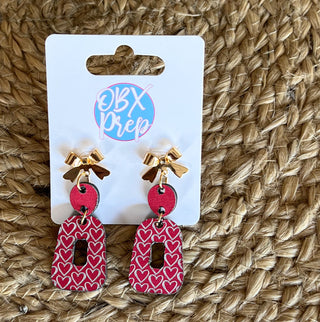 Handmade Coquette Bow & Heart Dangle Earrings – Romantic & Chic! ?❤️