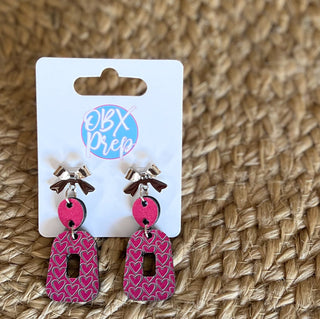 Handmade Coquette Bow & Heart Dangle Earrings – Romantic & Chic! ?❤️