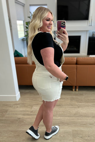 Anna High Waist Garment Dyed Cutoff Shortalls