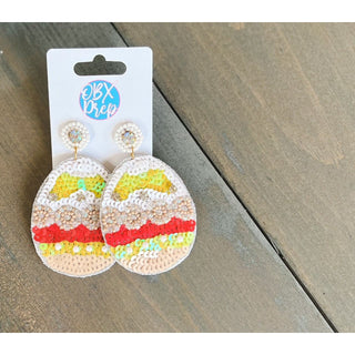 Sequin Easter Egg Dangle Earrings - OBX Prep