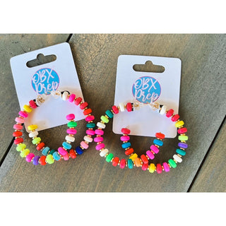 Summer Bright Colorful Beaded Hoop Earrings