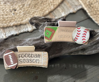 Football Season Hand Painted Wood Hair Claw Clip