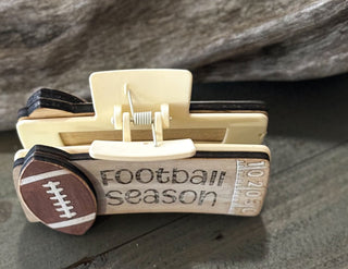 Football Season Hand Painted Wood Hair Claw Clip