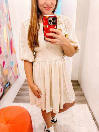 Puff-Sleeved Mini Dress