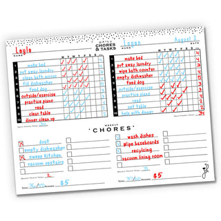 Magnetic Weekly Chore Chart for Multiple Kids - Mid Mod