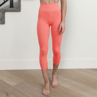 Capri Lace Accented Leggings | Zenana