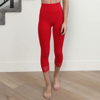 Capri Lace Accented Leggings | Zenana