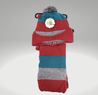 Kids pom pom Beanie and Scarf Set
