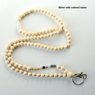 Teacher custom wood bead Lanyard