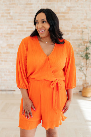 Roll With me Romper in Tangerine- PLUS SIZE