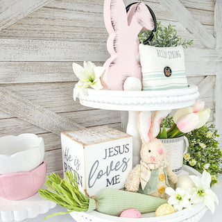 Religious Easter Cube Tiered Tray Set