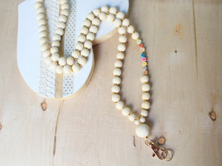 Teacher custom wood bead Lanyard