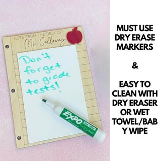 Gift for Teacher Appreciation Engraved Reusable Sticky Note Holder - LARGE SIZE