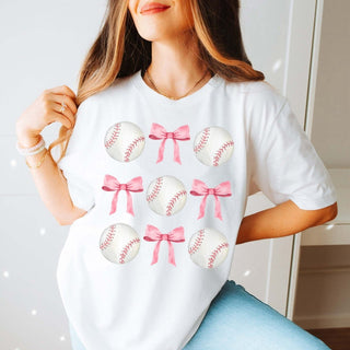 Baseballs And Bows Collage Tee - Limeberry Designs