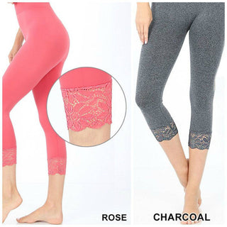 Capri Lace Accented Leggings | Zenana - Truly Contagious