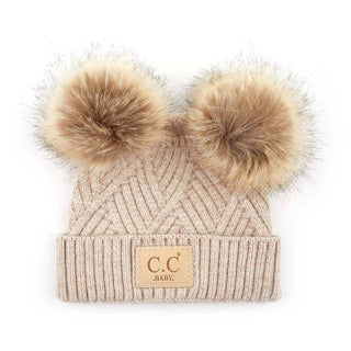 CC Baby Double Pom Criss - Cross Pattern Beanie - Truly Contagious