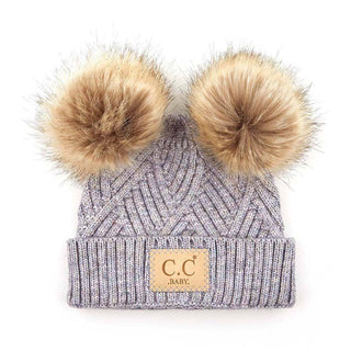 CC Baby Double Pom Criss - Cross Pattern Beanie - Truly Contagious
