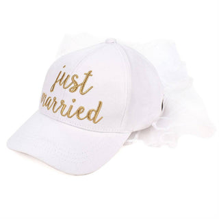 CC Just Married Bridal Veil Cap for Women - Truly Contagious
