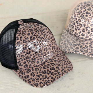 CC Sequin Leopard Baseball Cap - Truly Contagious