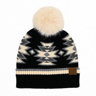 CC South Western Pattern Pom Beanie | Adult and Kid Sizes - Truly Contagious