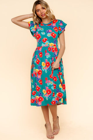 My Floral Spring Fit & Flare Midi Dress with Pockets | S-3X