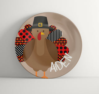 Personalized Turkey Plate - Thanksgiving Tableware - Kids Table